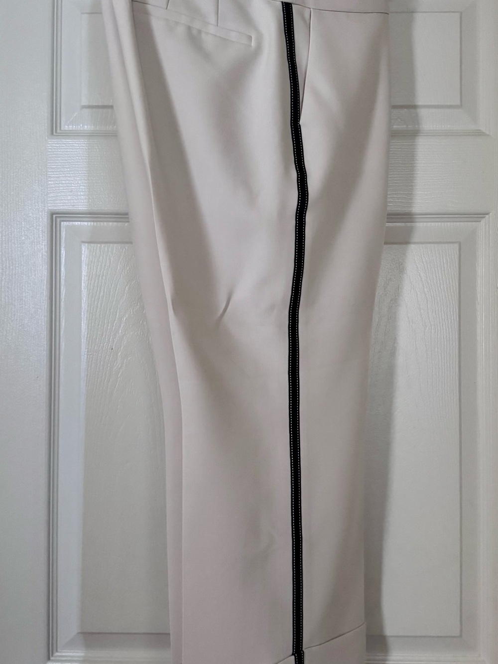 Karl Lagerfeld Cream Pants with Black Contrast Stripe